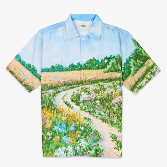 Men’s Yitai Summerfield Tencel Button-up Short Sleeve Size M - Picture 1 of 10
